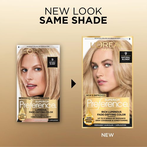 L'Oreal Paris Hair Color - Superior Preference Luminous Fade-Defying Natural Blonde 9.1 Kit for 9 Weeks of Radiance