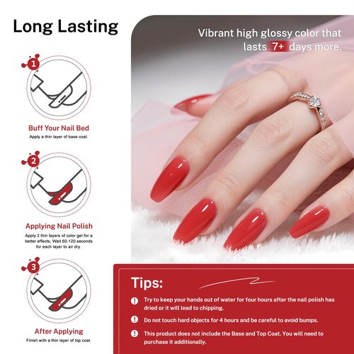 OpenLive Red Nail Polish - 16.5ml Quick Drying Formula for Long Lasting Color | Perfect DIY Home Manicure Gift for Women