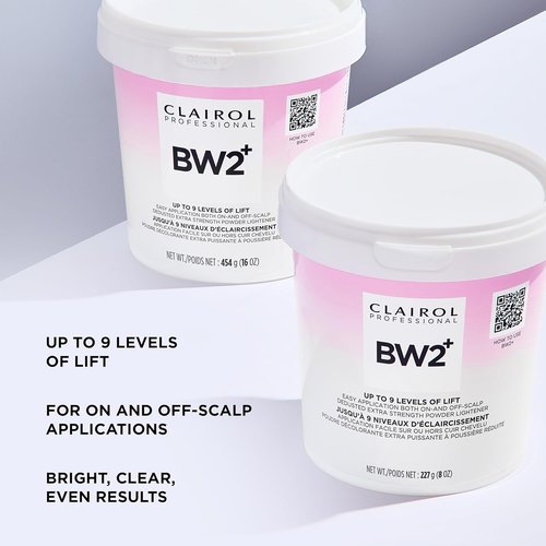 Clairol Professional BW2+ Powder Lightener - Extra Strength for Up to 9 Levels of Hair Lift