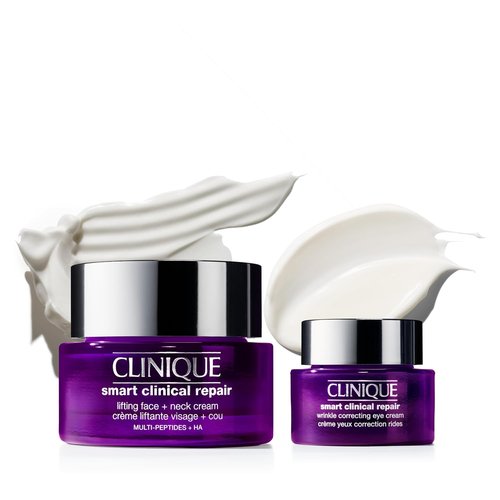 Clinique Smart Clinical Repair Face & Eye Cream Bundle - Anti-Aging Hydration with Peptides & Hyaluronic Acid | Travel Size
