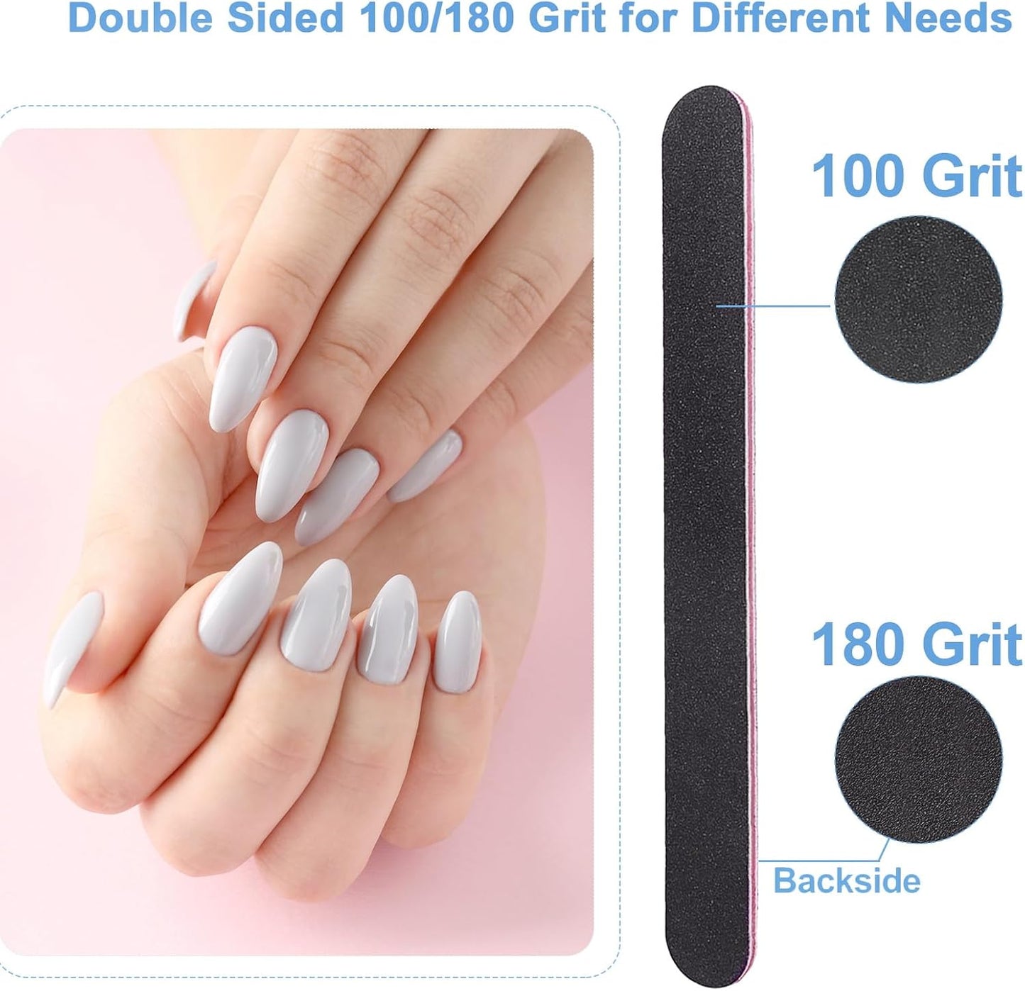 Skiennix Nail File and Buffer Set - Professional 4-Way Nail Buffers for Natural Nails | Manicure Kit