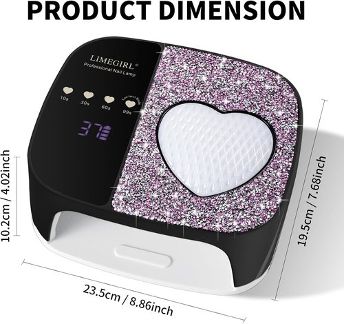 LIMEGIRL UV LED Nail Lamp Kit - Professional Fast Curing Gel Polish Dryer | Cordless & Rechargeable, Black