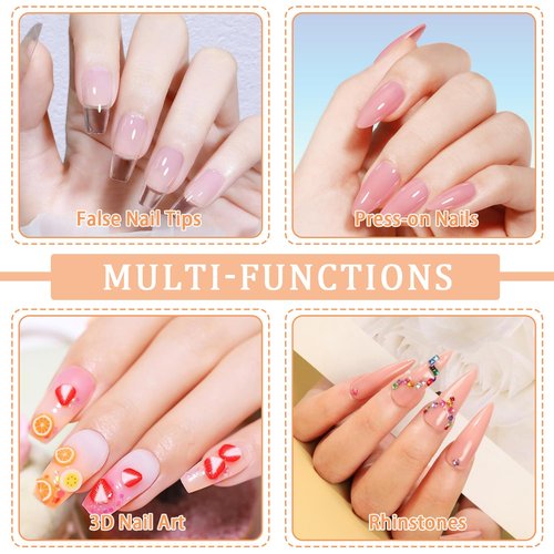 Solid Nail Glue Gel for Press On Nails Fake Nails Strong Clear Nail Tips Hard Gel for False Nails Nail Art DIY Home, UV Light Cured (Solid Glue for False Nail Tips, 15ml)