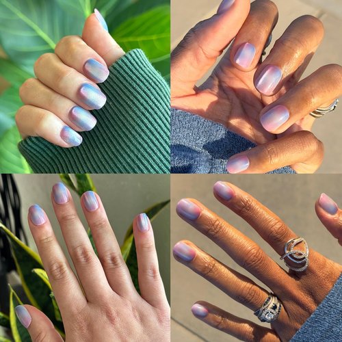 Olive & June Effects Super Stick Mani Press On Nails | No Glue Needed | 32 Tab Nails, 16 Sizes | Non-Toxic Easy On-Off Non-Damaging Real Look | 7-Day Wear | Extra Short, Squoval | Fairy Velvet