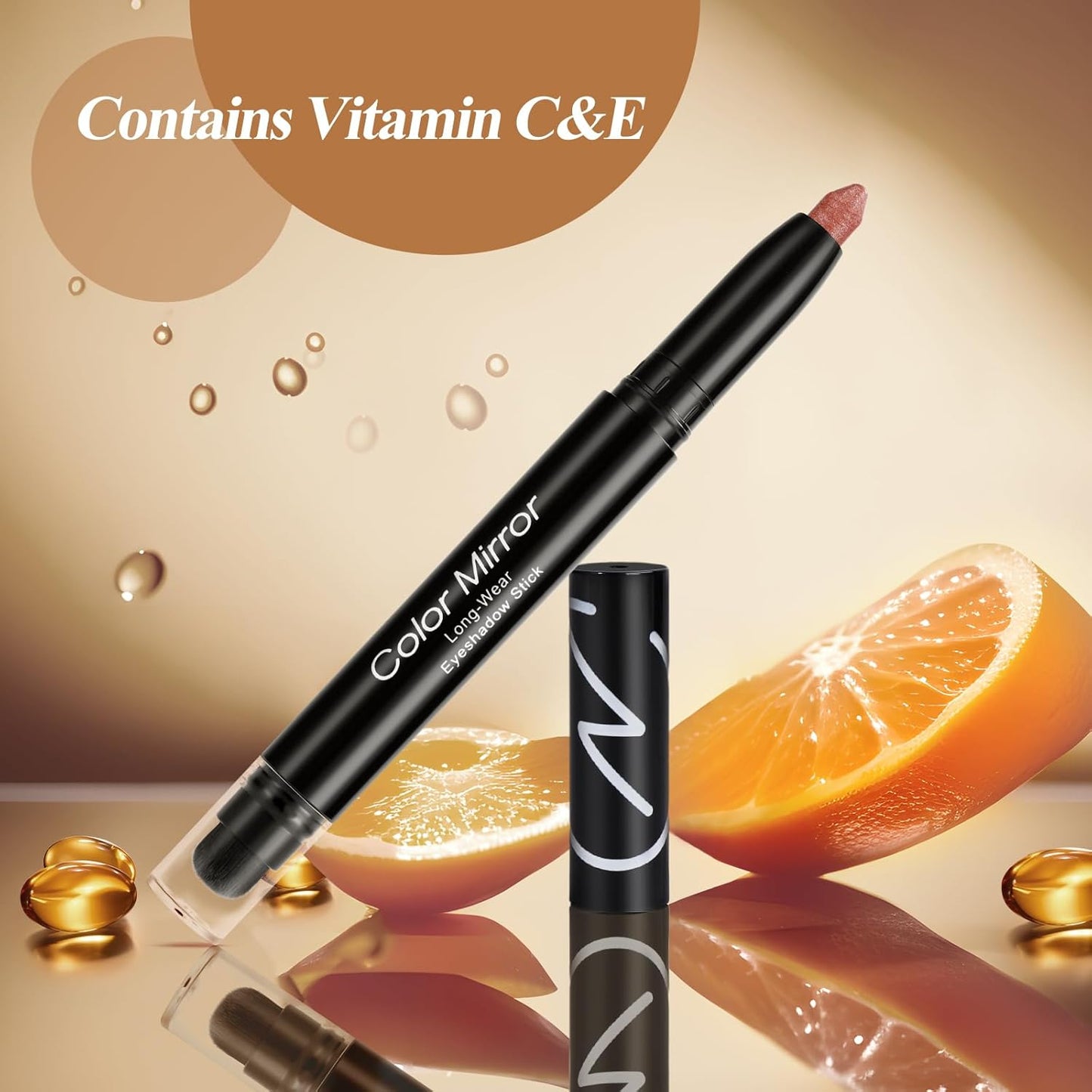 Skiennix Longwear Cream Eye Shadow Sticks - Smudge-Proof, Waterproof Formula in Baby Pink Shimmer