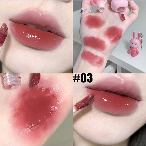 3Psc Rabbit Key chain Jelly Lip Glaze,Moisturising Crystal Keychain 2 in 1Lip Glow Gel,Sparkling Lipgloss Liquid Lipstick Set, Hydrating Sweet Lip Gloss Set