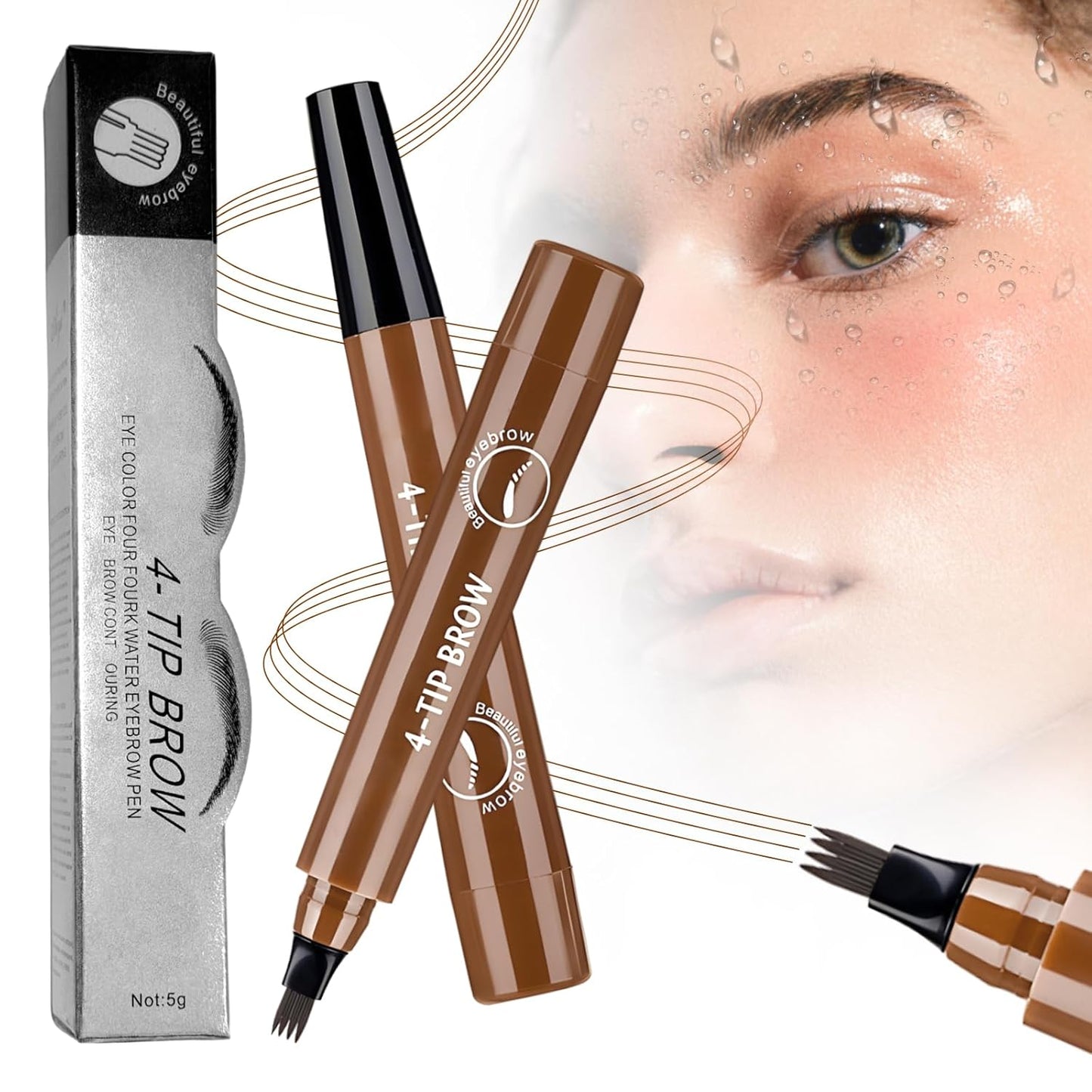 Skiennix Microblading Eyebrow Pencil - Long-Lasting, Natural-Looking Finish | Dark Brown, 4 Micro-Fork Tip