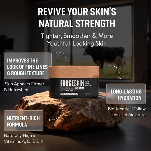 Forge Skin® Wrinkle Defense Beef Tallow Balm - Hydrating Anti-Aging Moisturizer for Men (1.7 OZ)