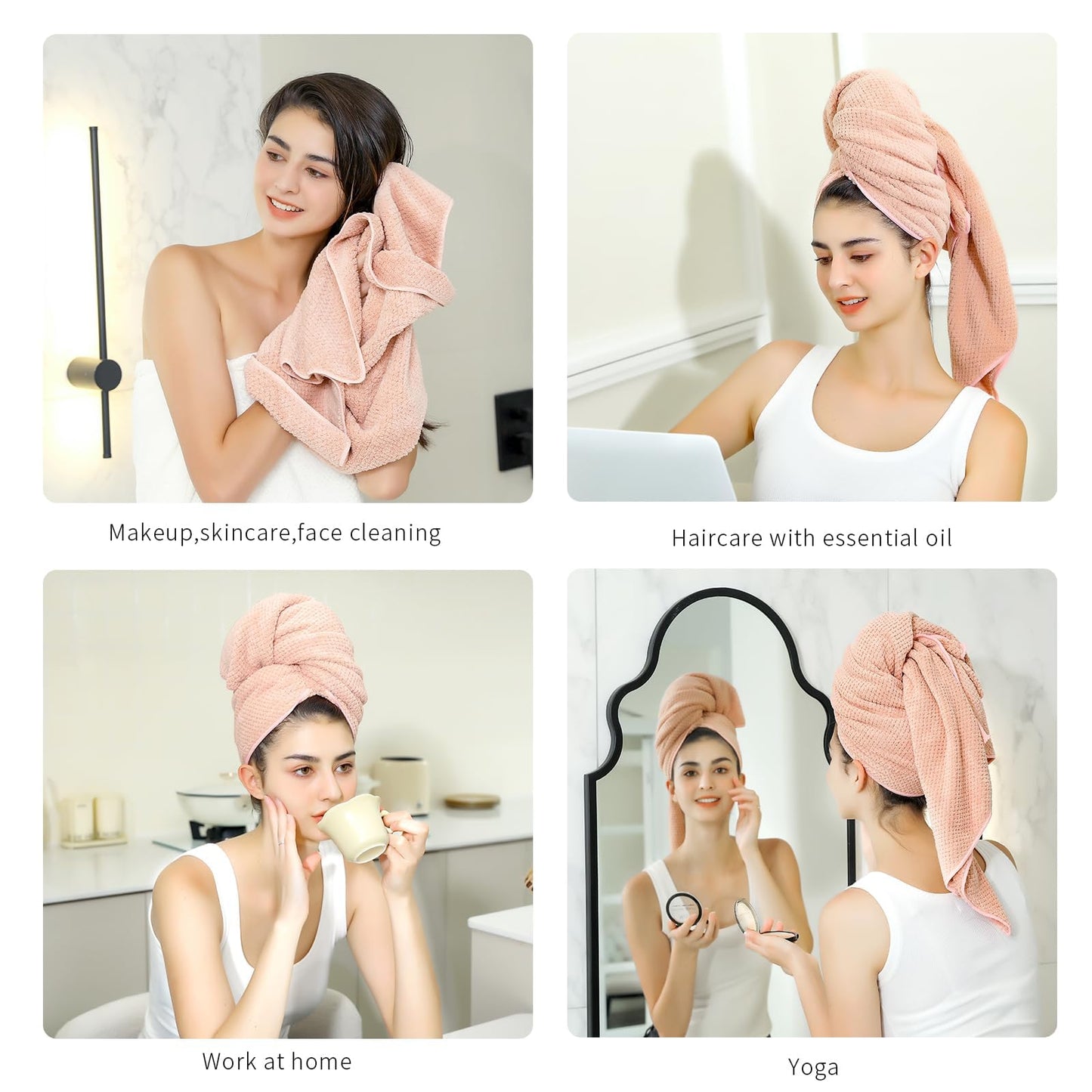 Laojbaba Microfiber Hair Towel Quick Dry Hair Towel Hair Drying Towels Suitable for All Kinds of Hair Ultra Absorbent Long and Thick Hair 24X48inch Green (1pcs)