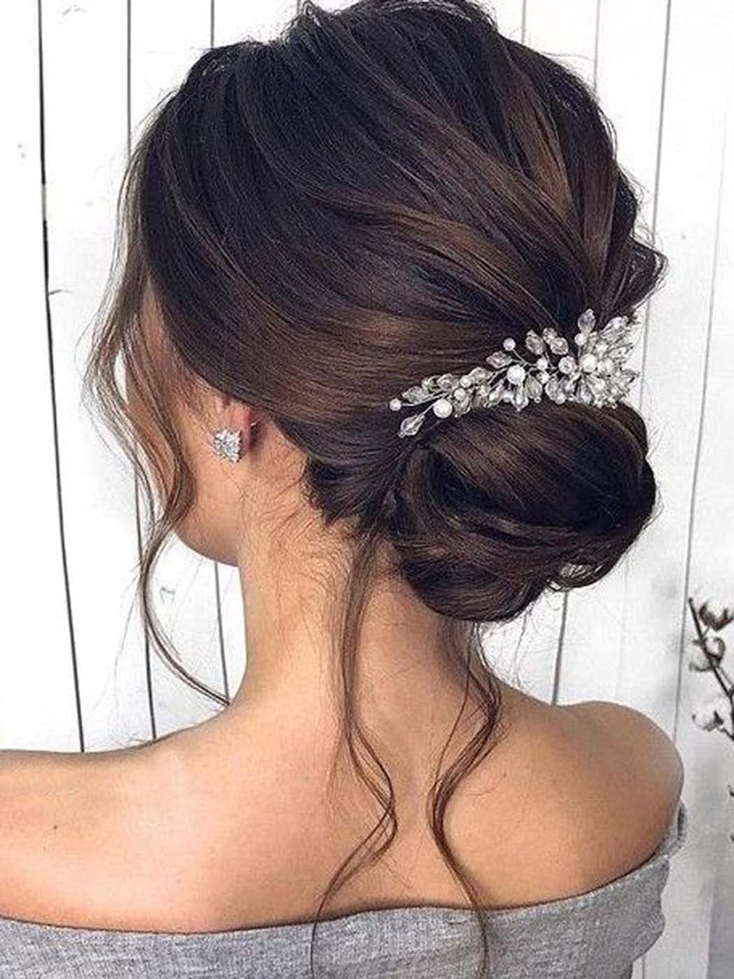 Catery Rhinestones Bridal Hair Comb - Silver Side Wedding Hair Accessory with Beads for Brides, Women, and Girls (A silver)