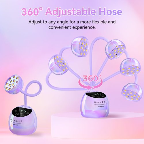 Makartt UV LED Nail Lamp - Gooseneck UV Light for Gel Nails USB 39mW/cm² Cordless Flash Cure Lamp with 4 Times & Auto Sensor Nail Dryer Fast Curing Nail Art Design for Salon Home DIY (Glazed Purple)