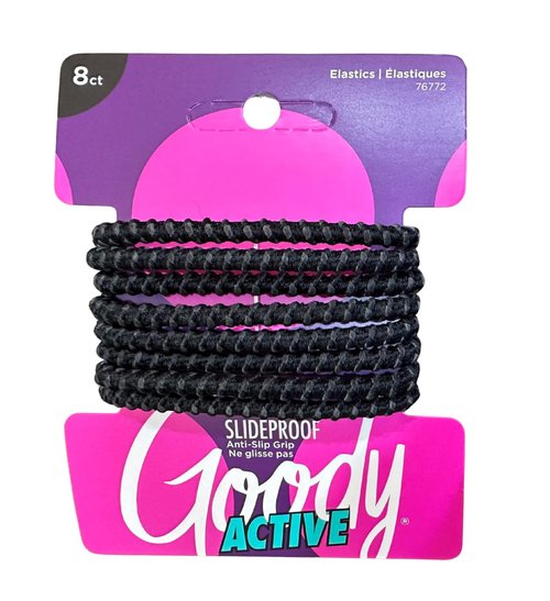 Goody Nonslip Womens Elastic Hair Tie - 8 Count, Black - 4MM For Medium Hair- Ouchless Hair Accessories For Women Perfect For Long Lasting Braids, Ponytails And More - Pain-Free