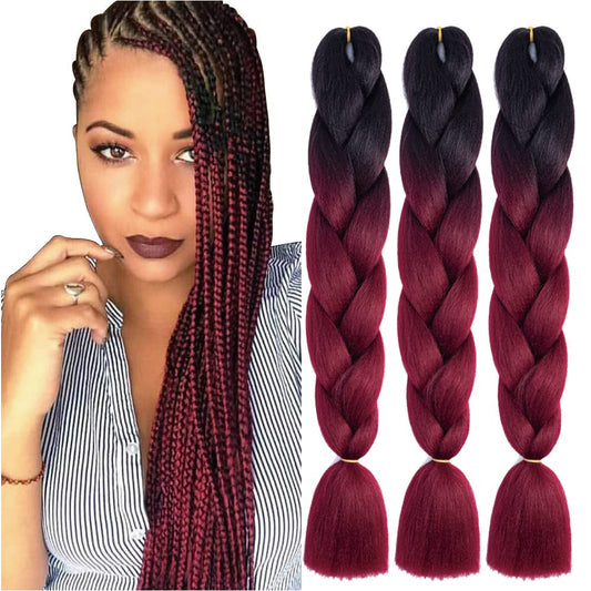 Xiaofeng Braiding Hair Extensions for Women 3 Packs 100g/Pack 24Inch High Temperature Ombre Jumbo Synthetic Braiding Hair for Twist Crochet Braids (24 Inch (Pack of 3), B8)