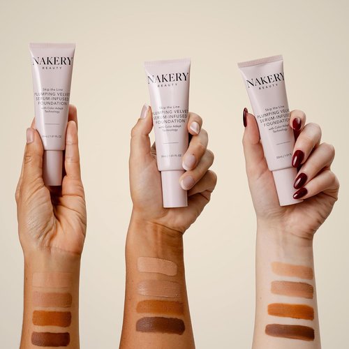 Nakery Full Coverage Foundation for Women - Plumping Velvet Matte Finish | Age-Defying & Moisturizing, Medium Deep