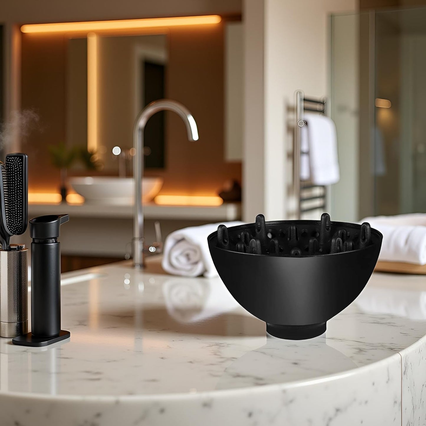 Skiennix Hair Diffuser - Universal Blow Dryer Attachment for Curly Hair Care | Black