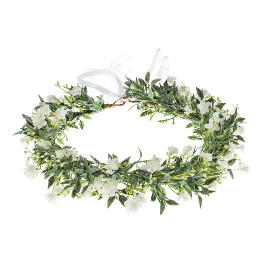 DreamLily White Baby‘s Breath Flower Crown Eucalyptus Crown Bride Bridesmaid Headpiece Boho Hair Wreath DFS18 (Small Ivory)