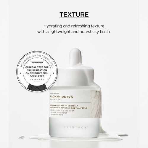 SKIN1004 Niacinamide 10% Boosting Shot Ampoule, Niacinamide Spicule Serum for Face, Facial Ampoule with Tranexamic Acid, Pore Minimizer for Face, Madagascar Centella, Korean Skin Care, 1.01fl.oz/ 30ml