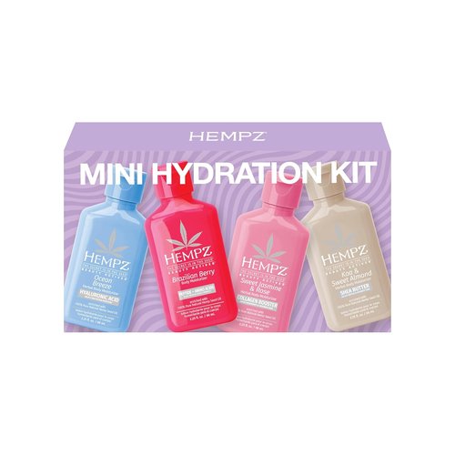 Hempz Mini Moisturizer Set - Hydrating Lotion Kit with Beauty Actives | 4 Pack, 2.25 Oz