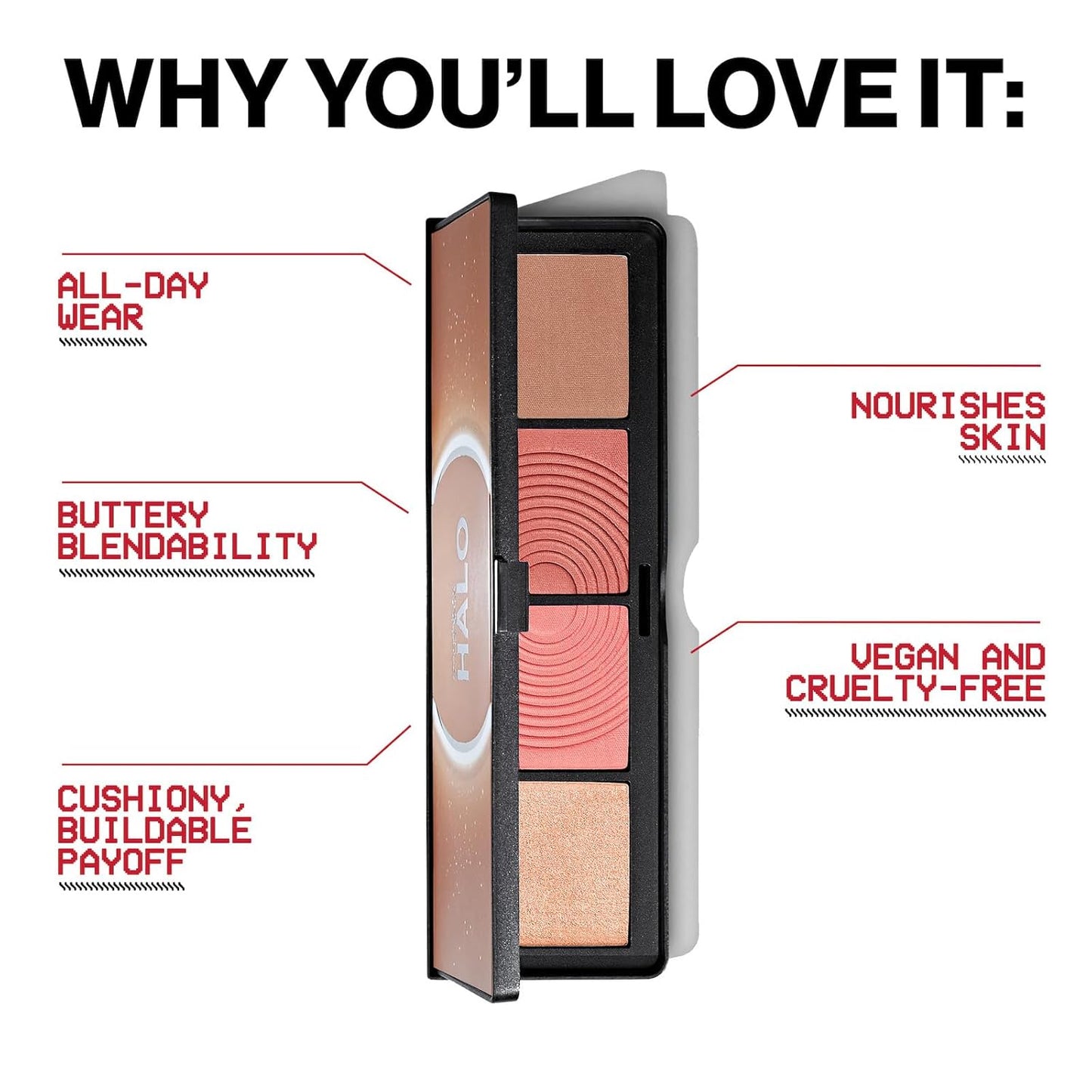 Smashbox Halo Sculpt + Glow Face Palette - Long-Lasting Contour & Highlighter with Vitamin E, 0.55 oz