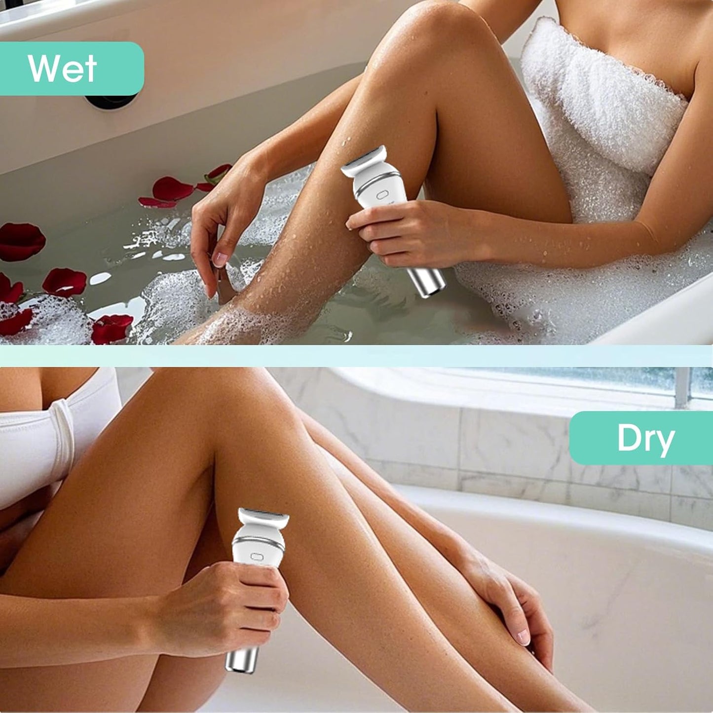Zesuti Epilators | 2-in-1 Electric Razors for Women - Dual Head Bikini Trimmer & Facial Razor, Cordless for Smooth Wet/Dry Shaving