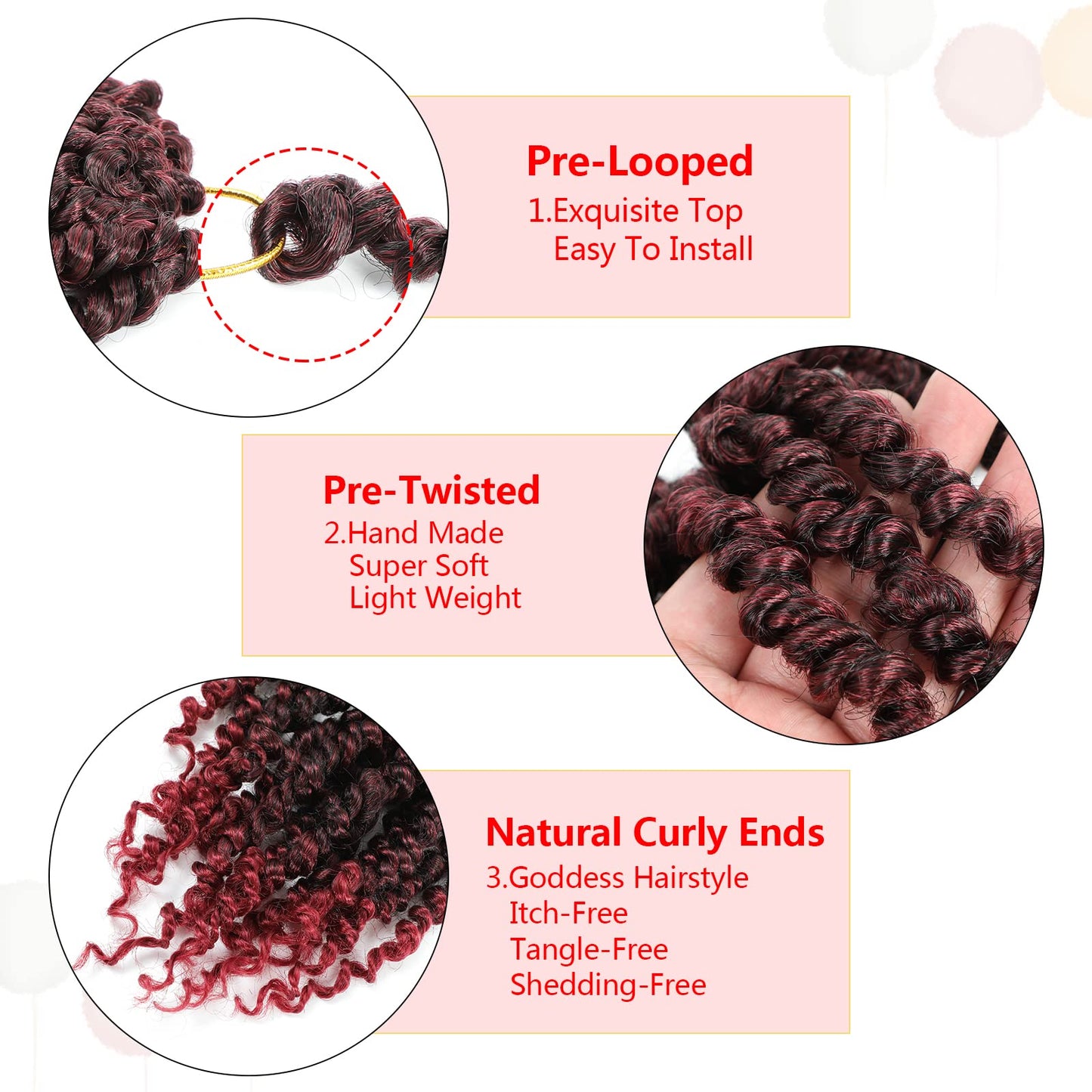 Fulcrum Passion Twist Crochet Hair 8 Inch, 9 Packs Pre Looped Passion Twist Hair, Pre-Twisted Passion Twist Crochet Hair For Black Women (8Inch (Pack of 9), TBUG#)