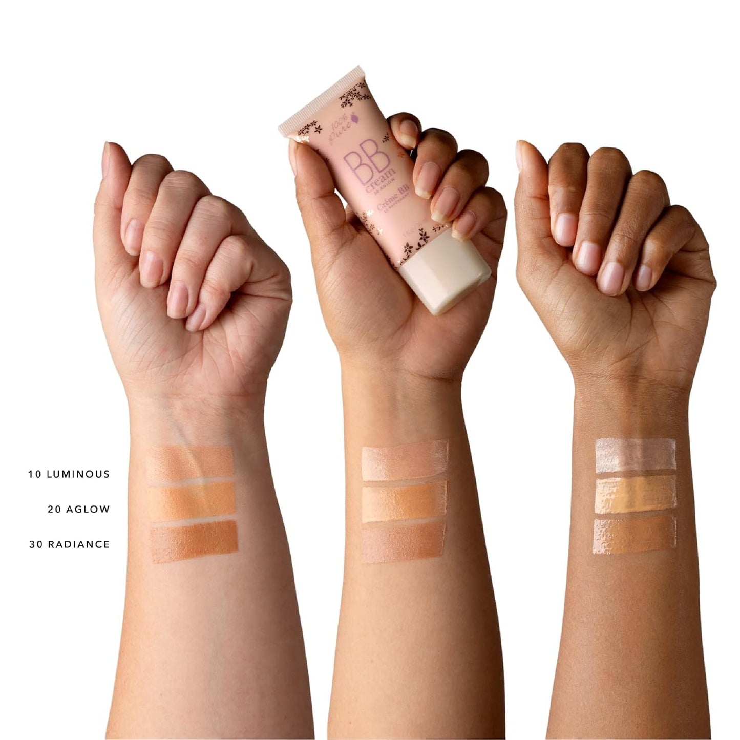 100% PURE BB Cream - Full Coverage Skin Care & Glow | Aglow Shade 20 - Vegan, Dewy Finish - 1 Fl Oz