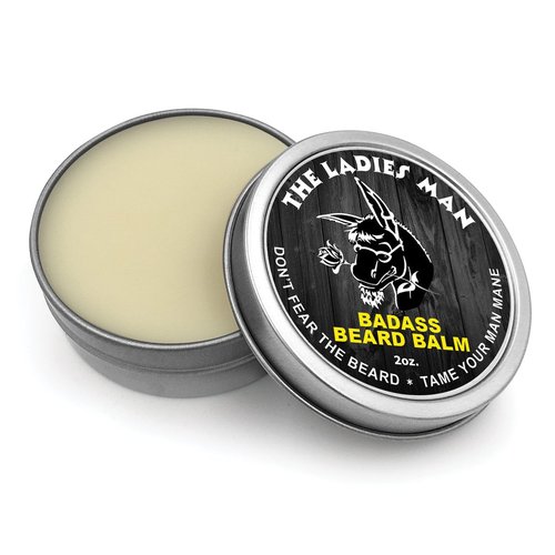 Badass Beard Care Beard Balm - Ladies Man Scent | 2 Ounce - All-Natural Formula for Softening Hair & Hydrating Skin