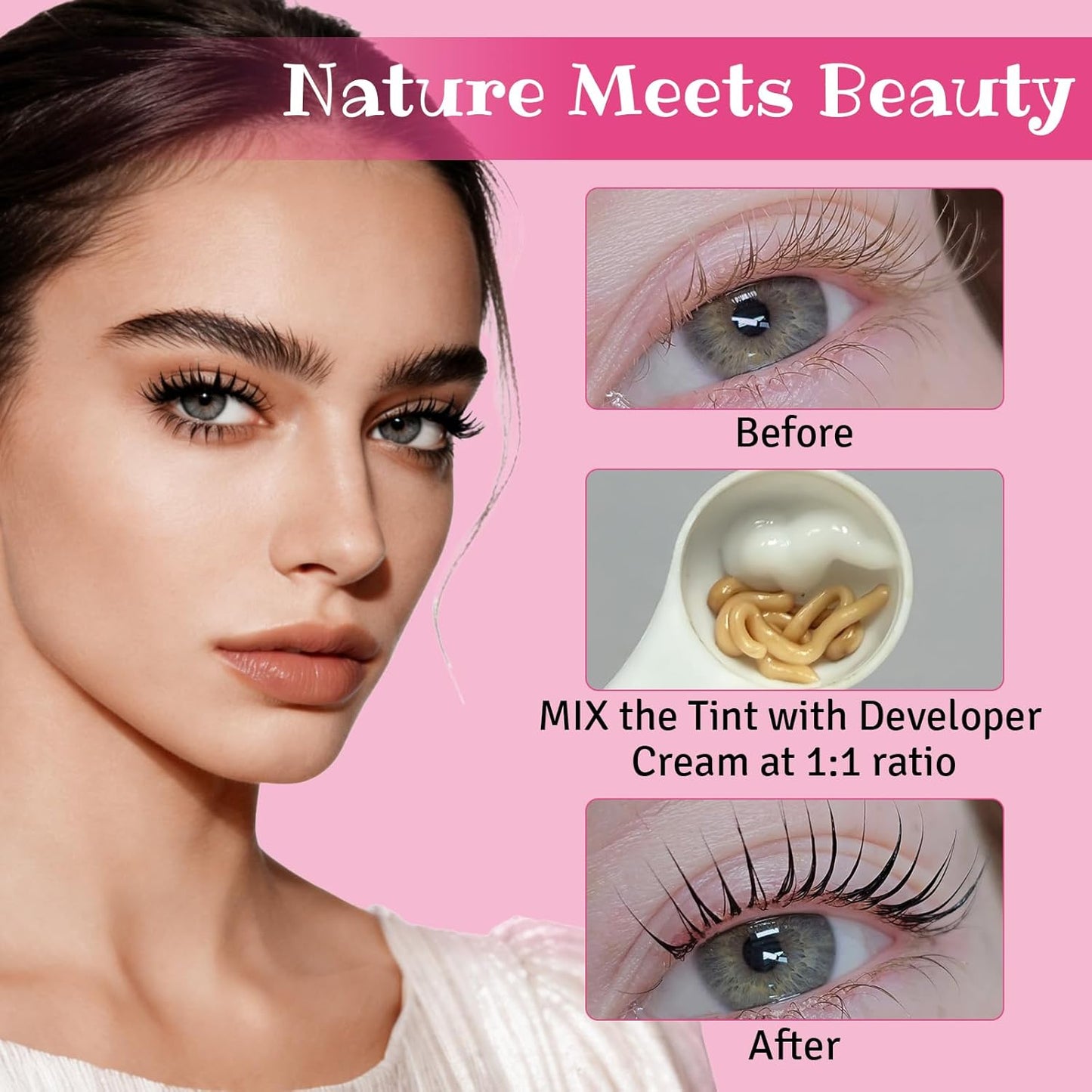 Skiennix 10ml Lash Color Kit - Black Voluminous Eyelash Coloring for Natural Results, Lasts 4 Weeks