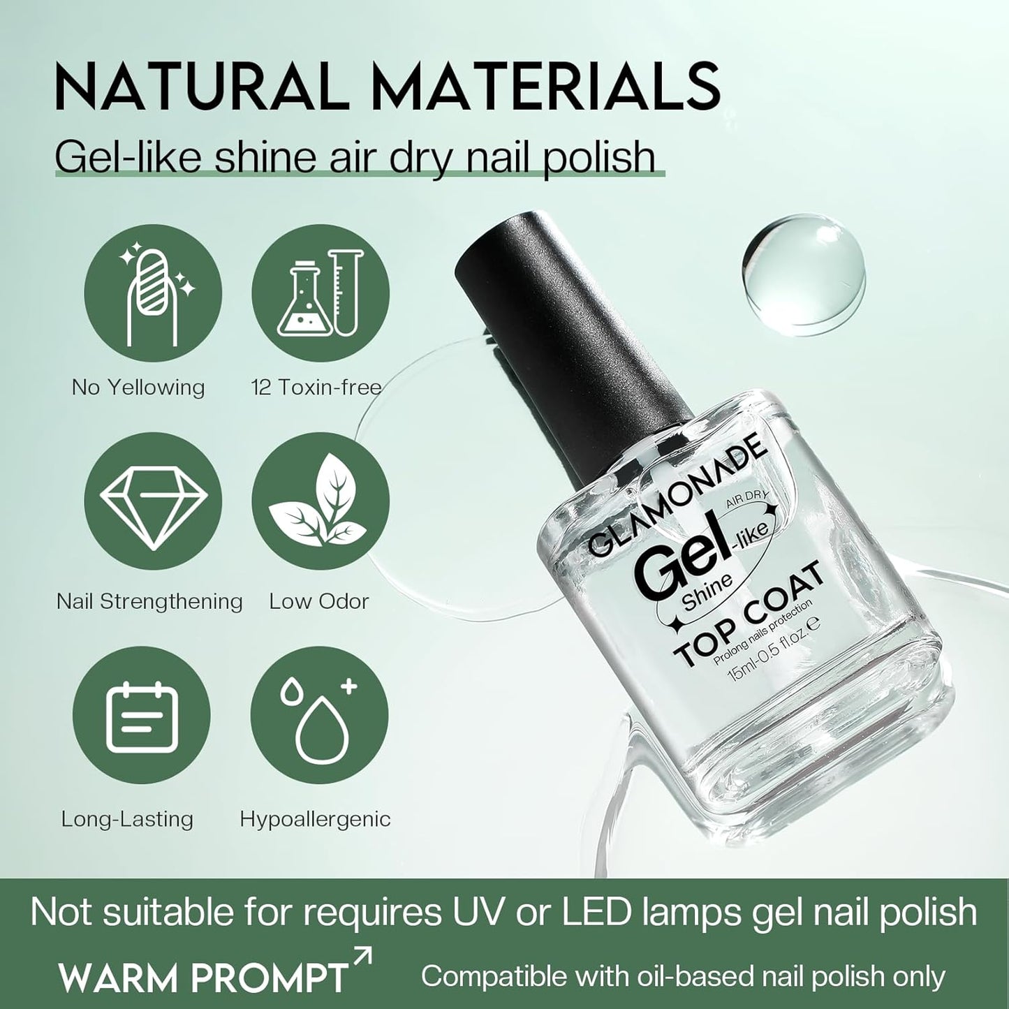 Skiennix Top Coat Nail Polish - Quick Dry, No Chip, High Shine Finish | Long Lasting Glossy Formula
