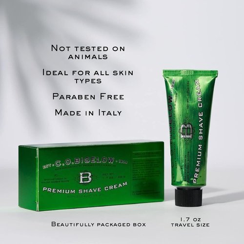 C.O. Bigelow Travel Shaving Cream - Eucalyptus Oil Formula for Sensitive Skin | 1.7 oz Travel Size