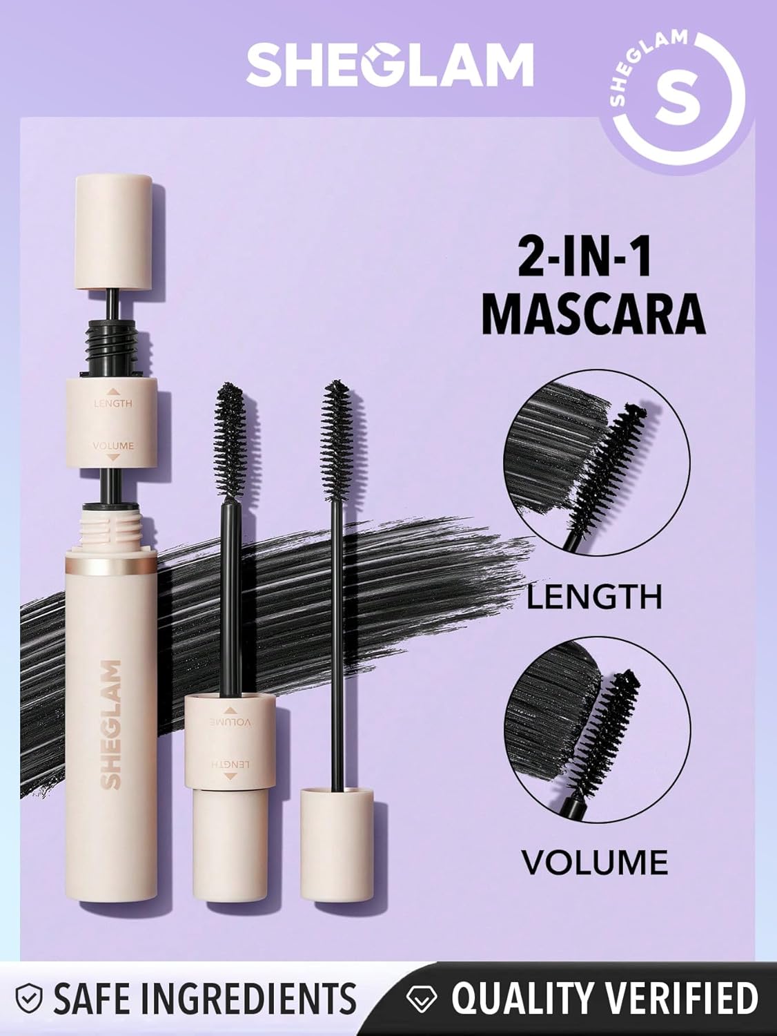 SheGlam 2-in-1 Lash Besties Mascara - Volumizing & Lengthening Formula