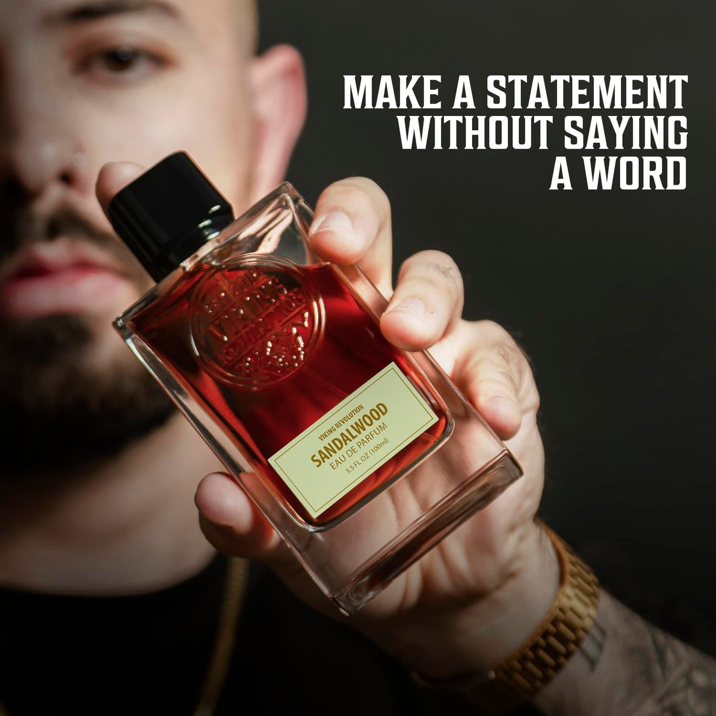 Viking Revolution Sandalwood Cologne for Men - Woody Eau de Parfum with Cedar & Vanilla - 3.5 Fl Oz
