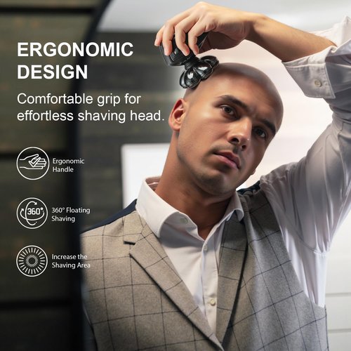 7D Floating Electric Razor by Head Shavers - IPX7 Waterproof, Magnetic Head, LED Display & Fast Charging