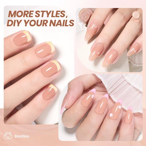 Beetles Nude Gel Nail Polish - 15ml Neutral Brown Base Color Fall Gel Polish Nail Concealer Mocha Sheer Translucent Effect Soak Off UV LED French Nail Art Manicure Gift for Women