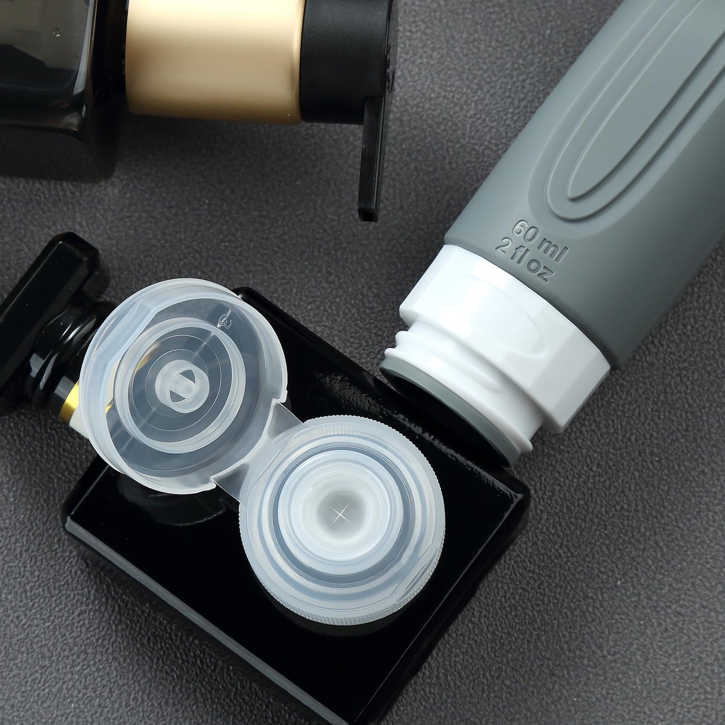 Mrsdry Travel Bottles for Toiletries, Tsa Approved 2oz Travel size Bottles, BPA Free Leak Proof Travel Toiletry Containers, Refillable Travel Accessories with Toiletry Bag for Shampoo Liquid (4 Pack)