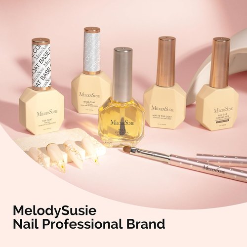 MelodySusie Nail Polish Set - No Wipe Top & Base Coat for Long Lasting Shine | 2 Pcs 15ml Clear