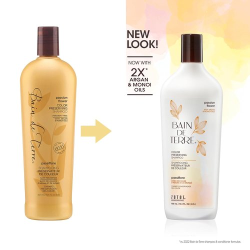 Bain de Terre Passion Flower Shampoo - Color Preserving Formula with Argan & Monoi Oils | Paraben-Free, Vegan