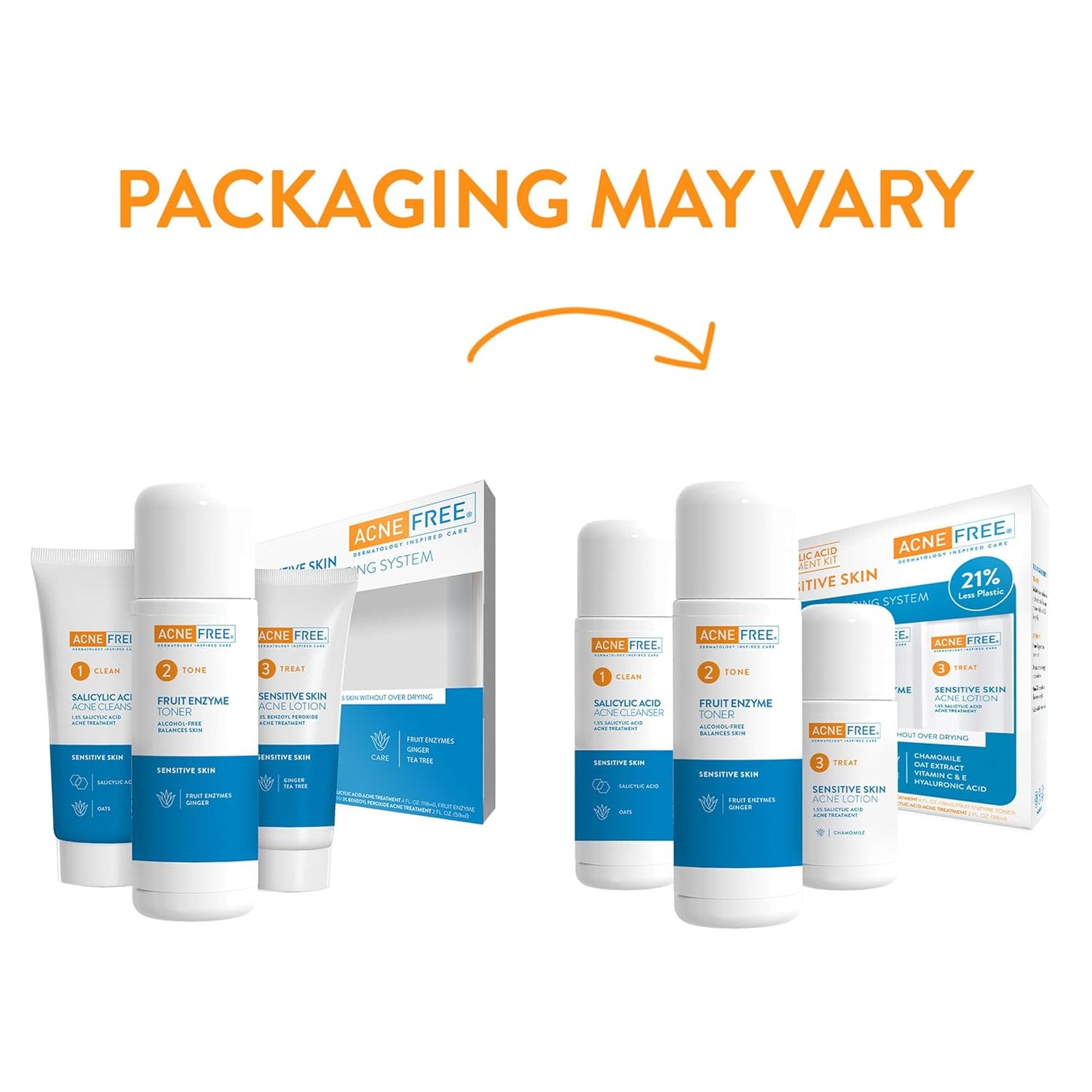 AcneFree 24Hr Acne Clearing System - 3-Step Kit with 1.5% Salicylic Acid for Sensitive Skin