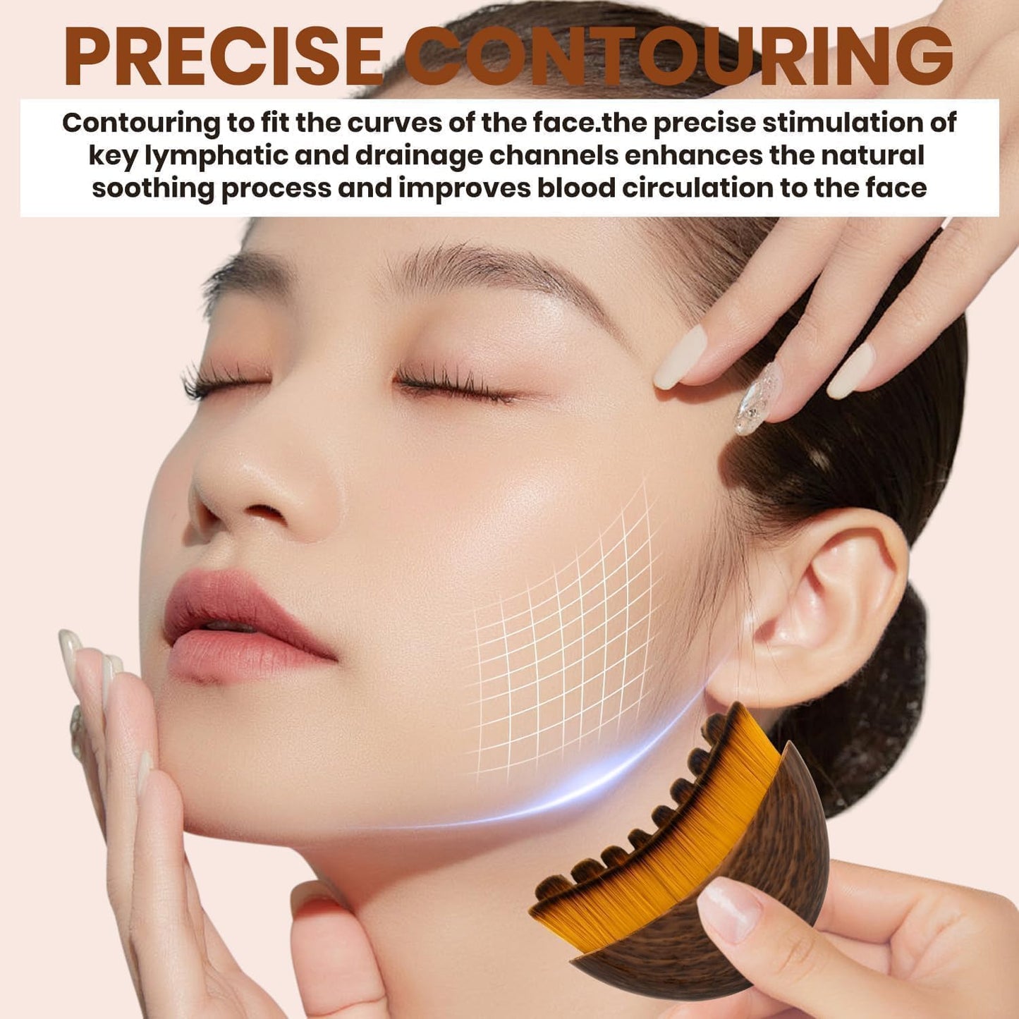 Skiennix Lymphatic Contour Face Brush - Sculpting & Anti-Puffiness Detox Tool for Glowing Skin