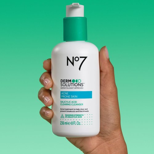 No7 Derm Solutions Salicylic Acid Facial Cleanser - Exfoliating Face Wash with 2% Salicylic Acid | 6.7 fl oz for Acne-Prone Skin