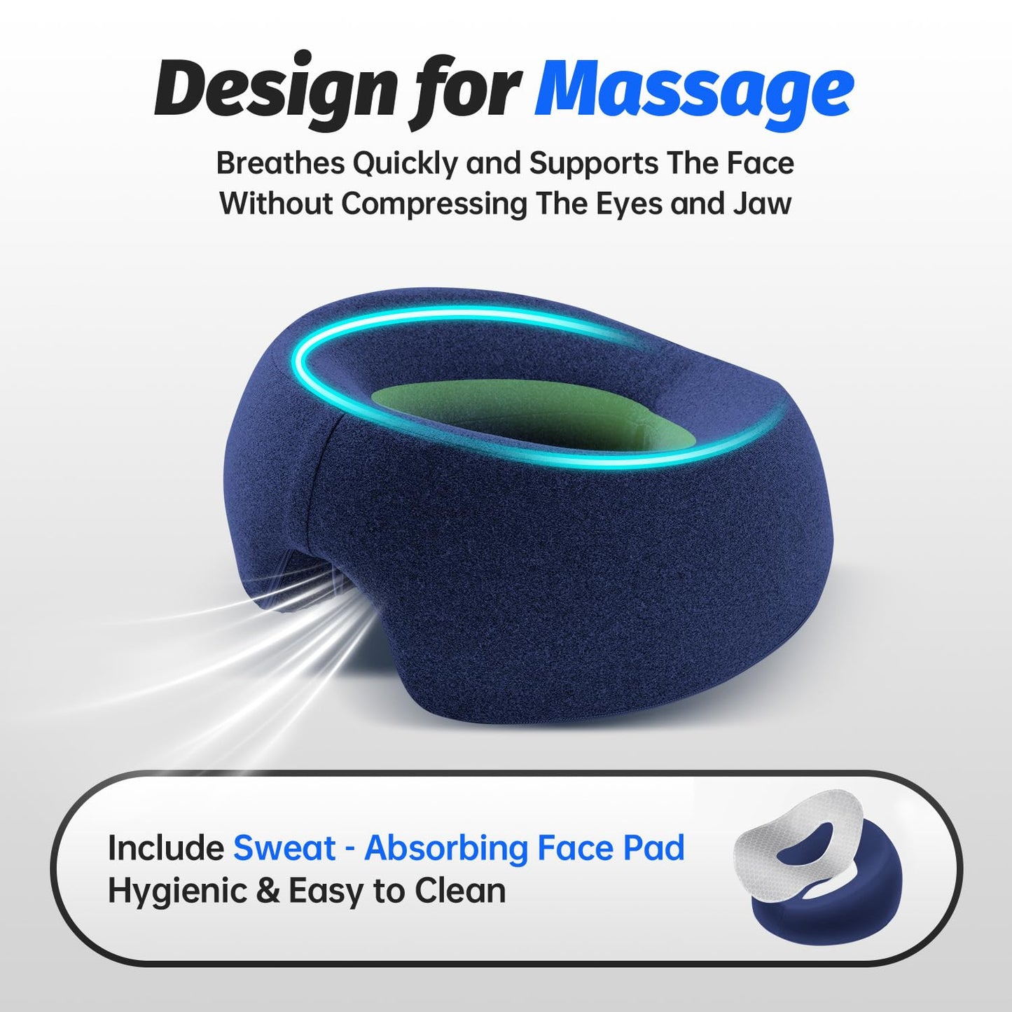 Xiaomubiao Face Down Pillow - Comfortable Massage Headrest for Stomach Sleeping | Navy Blue Cover