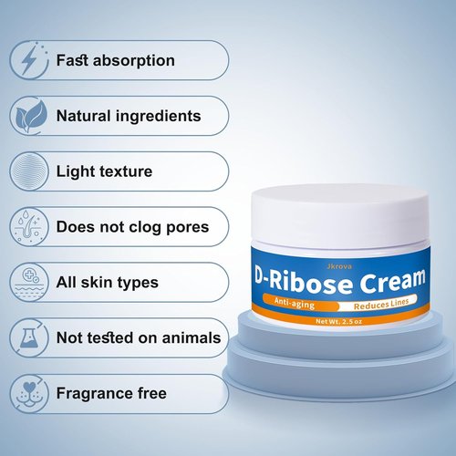 Ribose Cream - Anti-Aging Moisturizer with D-Ribose & Coconut Oil | Tightens & Firms Skin, 2.5 oz