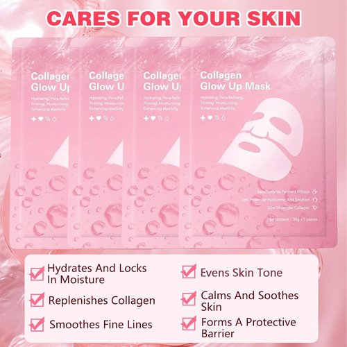 Bio Collagen Face Mask - Hydrating Korean Sheet Mask for Firm Skin | 4 Pcs for Glass-Like Glow