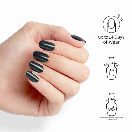 OPI On Point Press On Nails - Short Round Classic & Accent Nail Art | 24 Count With Glue | Long-Lasting & Reusable