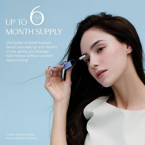 NUNA Eyelash Growth Serum 6ml - Biotin-Infused Enhancer for Fuller, Longer Lashes & Brows - 6 Month Supply