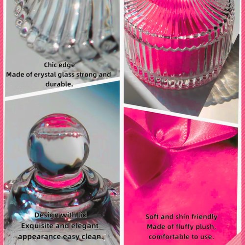 2 Pcs Large Body Powder Puff and Container Powder Container with Puff Powder Puff Crystal Container Soft Washable Reusable Velour Face Body Glitter Powder Puff Wet Dry Makeup