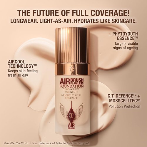 Charlotte Tilbury Airbrush Flawless Matte Foundation - Full Coverage Liquid Makeup | Natural-Matte Finish, Waterproof & Transfer Resistant