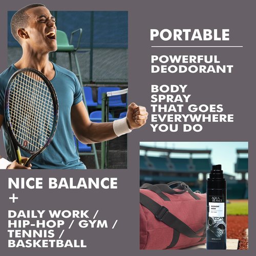 AQUA BLANCE Body Spray for Men, Mens Body Refreshing Spray, Long Lasting, Pack of 3, Each 3.4 Fl Oz, Total 10.2 Fl Oz, Notes of Bergamot, Patchouli, Cedar, Leather