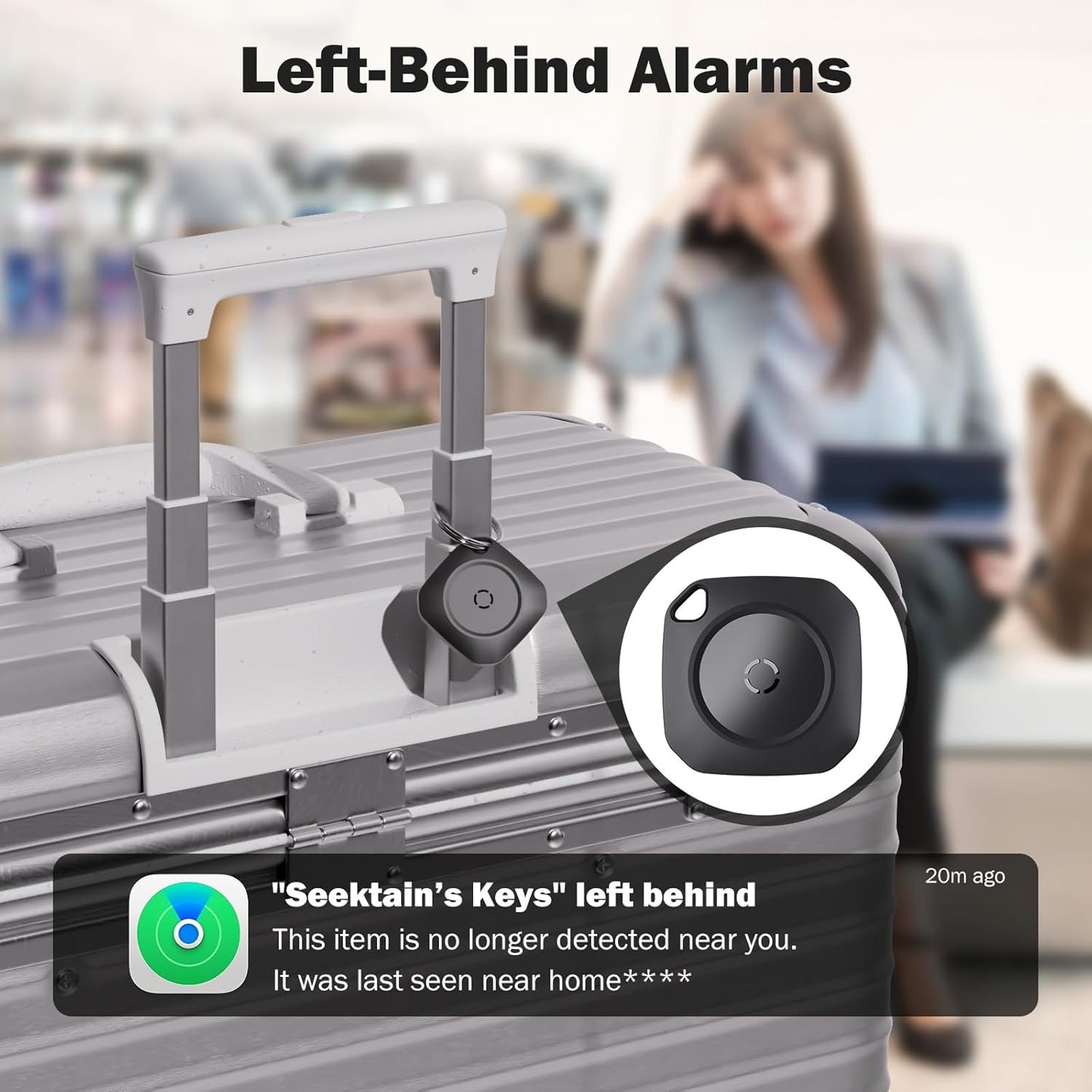 weTag Air Tracker Tag | 4-Pack Smart Bluetooth Luggage Tracker with Replaceable Battery - Black