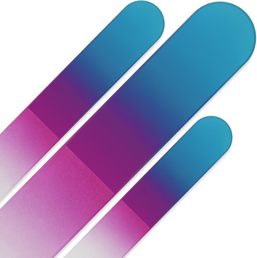Mont Bleu Glass Nail Files Set - Premium 3-Piece Rainbow Collection in Pouch - Perfect Birthday Gift for Women